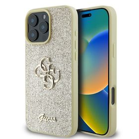 Zore Apple iPhone 16 Pro Guess Orijinal Lisanslı 4G Büyük Metal Logolu Glitter Kapak Kılıf