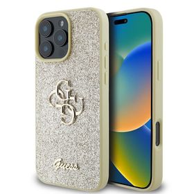Zore Apple iPhone 16 Pro Guess Orijinal Lisanslı 4G Büyük Metal Logolu Glitter Kapak Kılıf