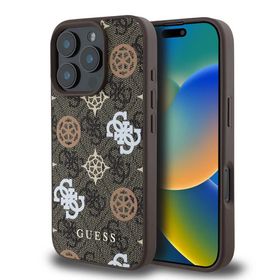 Zore Apple iPhone 16 Pro Guess Orijinal Lisanslı Magsafe Şarj Özellikli 4G Desenli Yazı Logolu Peony Kapak Kılıf