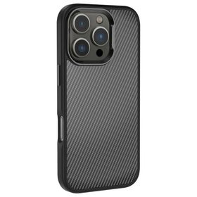 Zore Apple iPhone 16 Pro Karbon Fiber Görünümlü Parlak Kamera Çerçeveli Venüs Kapak Rose Black Kılıf
