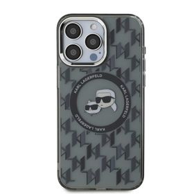Zore Apple iPhone 16 Pro Karl Lagerfeld Orijinal Lisanslı Magsafe Şarj Özellikli IML Baskılı Metal Monogram KC Heads Kapak Kılıf