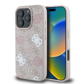 Zore Apple iPhone 16 Pro Max Guess Orijinal Lisanslı Magsafe Şarj Özellikli 4G Desenli Yazı Logolu Peony Kapak Kılıf