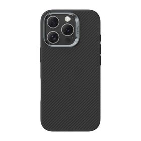 Zore Apple iPhone 16 Pro Max Karbon Fiber Magsafe Şarj Özellikli Benks Hybrid ArmorPro 600D Kevlar Kapak Siyah Kılıf