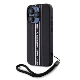 Zore Apple iPhone 16 Pro Max Karl Lagerfeld Orijinal Lisanslı Askılı Saffiano Athleisure Şerit Çizgili Kapak Kılıf