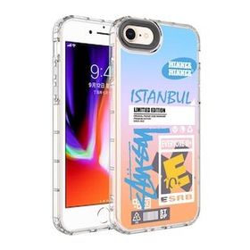 Zore Apple Iphone 7 Kamera Korumalı Renkli Desenli Sert Korn Silikon Cep Telefonu Kılıfı