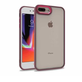 Zore Apple iPhone 7 Plus Electro Silikon Renkli Flora Kırmızı Kapak Kılıf