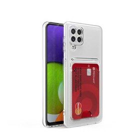 Zore Galaxy M22 Kartlıklı Şeffaf Setra Clear Silikon Kapak Kılıf