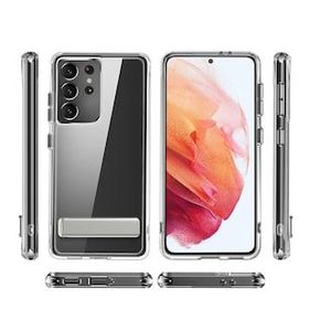 Zore Galaxy S21 Ultra Standlı Şeffaf Silikon L-Stand Kapak Kılıf
