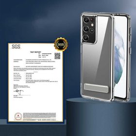 Zore Galaxy S21 Ultra Standlı Şeffaf Silikon L-Stand Kapak Kılıf