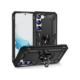 Zore Galaxy S23 Plus Siyah Vega Yüzüklü Standlı Zırh Cep Telefonu Kılıfı