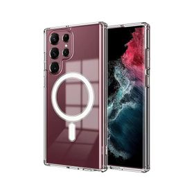 Zore Galaxy S23 Ultra Magsafe Şarj Özellikli Şeffaf Sert PC Embos Cep Telefonu Kılıfı