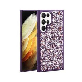 Zore Galaxy S23 Ultra Parlak Taşlı Tasarım Linea Kapak Pembe Cep Telefonu Kılıfı
