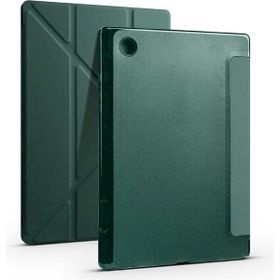 Zore Galaxy Tab A8 10.5 SM-X200 2021 Kalem Bölmeli Standlı - Koyu Yeşil Kılıf
