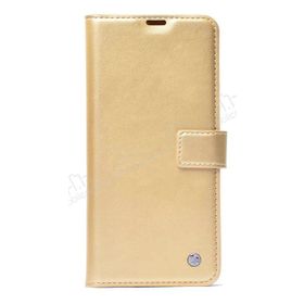 Zore Kar Deluxe Huawei Y6 2019 Kapaklı Cüzdanlı Gold Deri Kılıf