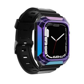 Zore KRD-88 Apple Watch 44 mm Uyumlu Sert PC Kasa Koruyuculu Mor Silikon Kordon