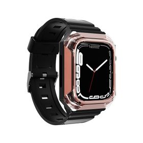 Zore KRD-88 Apple Watch 7 41 mm Sert PC Kasa Koruyuculu Kırmızı Silikon Kordon