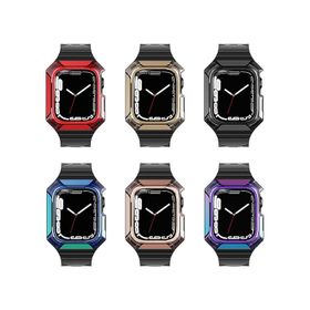 Zore KRD-88 Apple Watch 7 45 mm Uyumlu Sert PC Kasa Koruyuculu Kırmızı Silikon Kordon