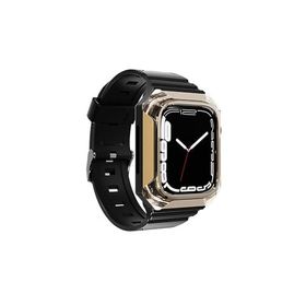 Zore KRD-88 Sert Apple Watch 42 mm Uyumlu PC Kasa Koruyuculu Gold Silikon Kordon