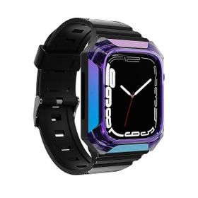 Zore KRD-88 Sert Apple Watch 42 mm Uyumlu PC Kasa Koruyuculu Mor Silikon Kordon