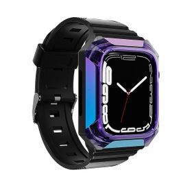 Zore KRD-88 Sert Apple Watch 42 mm Uyumlu PC Kasa Koruyuculu Mor Silikon Kordon