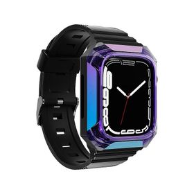 Zore KRD-88 Sert Apple Watch 42 mm Uyumlu PC Kasa Koruyuculu Mor Silikon Kordon