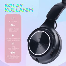 Zore M6 Pro Cat Siyah Bluetooth Kulaklık