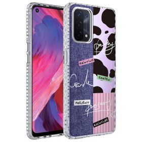 Zore Oppo A74 4G Airbag Kenarlı Renkli Desenli Silikon Elegans Kapak Kılıf