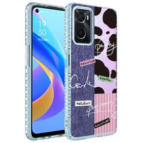Zore Oppo A96 4G Airbag Kenarlı Renkli Desenli Silikon Elegans Kapak Kılıf
