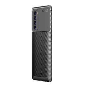 Zore Oppo Reno 4 Pro Negro Silikon Focus Fiber Karbon Kamera Korumalı Kılıf