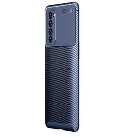 Zore Oppo Reno 4 Pro Negro Silikon Focus Fiber Karbon Kamera Korumalı Kılıf