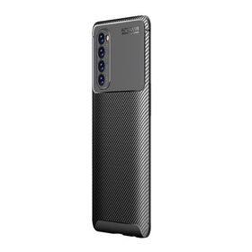 Zore Oppo Reno 4 Pro Negro Silikon Focus Fiber Karbon Kamera Korumalı Kılıf