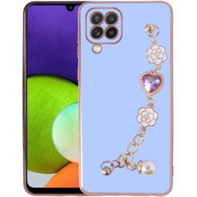 Zore Samsung Galaxy A12 El Tutamaçlı Kamera Korumalı Taka Silikon Kapak Mavi Kılıf