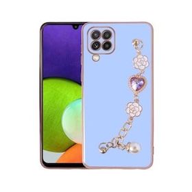 Zore Samsung Galaxy A12 El Tutamaçlı Kamera Korumalı Taka Silikon Kapak Mavi Kılıf