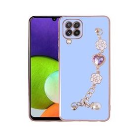 Zore Samsung Galaxy A12 El Tutamaçlı Kamera Korumalı Taka Silikon Kapak Mavi Kılıf