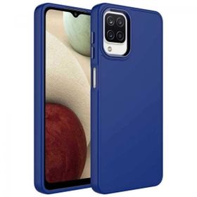Zore Samsung Galaxy A12 Metal Çerçeve Buton Tasarımlı Silikon Luna Kapak Kılıf
