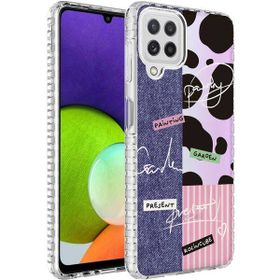 Zore Samsung Galaxy A22 4G Airbag Kenarlı Renkli Desenli Silikon Elegans Kapak Kılıf