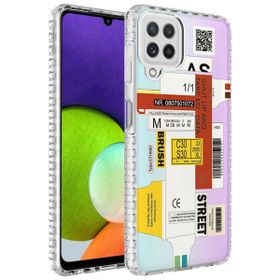 Zore Samsung Galaxy M22 Airbag Kenarlı Renkli Desenli Silikon Elegans Kapak Kılıf