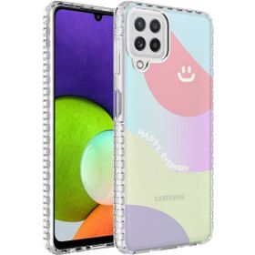 Zore Samsung Galaxy M22 Airbag Kenarlı Renkli Desenli Silikon Elegans Kapak Kılıf