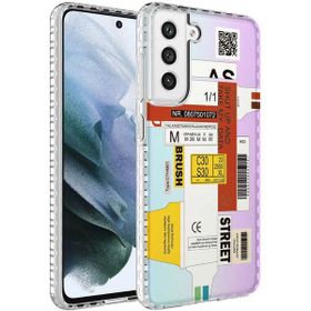 Zore Samsung Galaxy S21 FE Airbag Kenarlı Renkli Desenli Silikon Elegans Kapak Kılıf