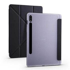 Zore Samsung Galaxy Tab S7 Plus T970 Tri Folding Kalem Bölmeli Standlı Kılıf