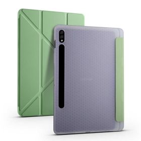 Zore Samsung Galaxy Tab S7 Plus T970 Tri Folding Kalem Bölmeli Standlı Kılıf