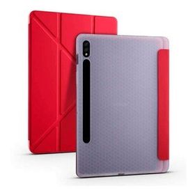 Zore Samsung Galaxy Tab S7 Plus T970 Tri Folding Kalem Bölmeli Standlı Kılıf