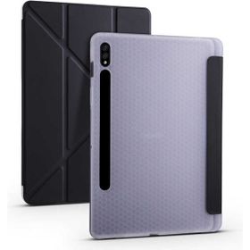 Zore Samsung Galaxy Tab S7 T870 Tri Folding Kalem Bölmeli Standlı - Siyah Kılıf