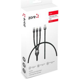 Zore Shira Serisi 30 cm Siyah 3'ü 1 USB Kablo