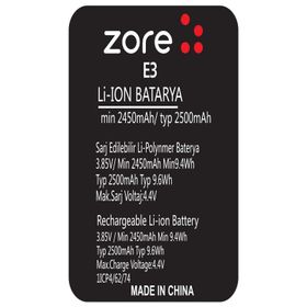 Zore Vestel E3 A Kalite Uyumlu Batarya