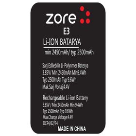 Zore Vestel E3 A Kalite Uyumlu Batarya
