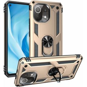Zore Xiaomi Mi 11 Lite Zırhlı Standlı Mıknatıslı Tank Kapak Gold Kılıf