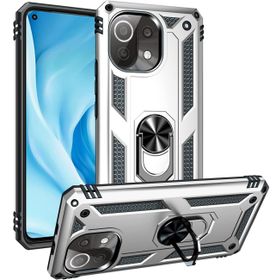 Zore Xiaomi Mi 11 Lite Zırhlı Standlı Mıknatıslı Tank Kapak Gümüş Kılıf