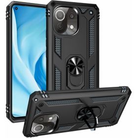 Zore Xiaomi Mi 11 Lite Zırhlı Standlı Mıknatıslı Tank Kapak Siyah Kılıf
