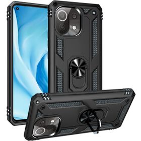 Zore Xiaomi Mi 11 Lite Zırhlı Standlı Mıknatıslı Tank Kapak Siyah Kılıf